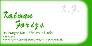 kalman forizs business card